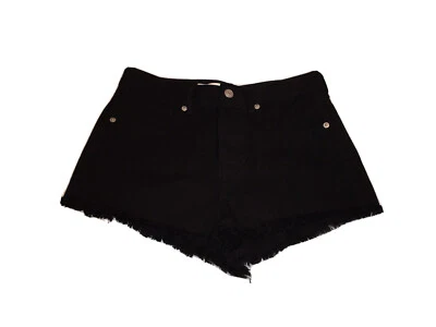 Pantalones Cortos de Jean Melville Mujer Negros Denim Deshilachados Talla 26 Botón Mosca Foto 1 de 4