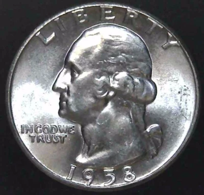1958-P 25C Washington Quarter BU 90% Silver 24hhu0408 - Image 1 of 2