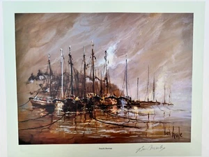 BEN MAILE 1922-2017 SIGNED COLOUR PRINT 'PEACEFUL MOORINGS' BOATS LIMITED TO 850 - Picture 1 of 10
