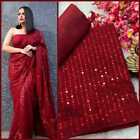 Traditional Bollywood Indian Heavy Georgette Party Wear Sari With Blouse Piece