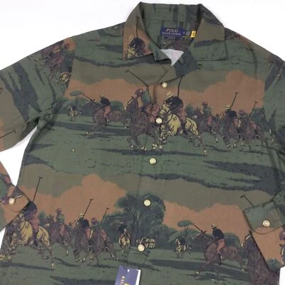 Polo Ralph Lauren Men VTG Vintage Equestrian Horse Ridding Graphic Camp Shirts - Image 1 of 4