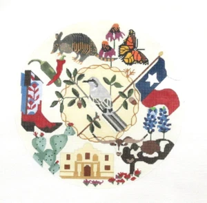 Melissa Prince Texas Theme Wreath Handpainted Needlepoint Canvas - Picture 1 of 1