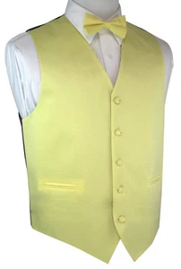 Men's Canary Satin Tuxedo Vest & Bow-Tie Set. Formal, Dress, Wedding, Prom  - Picture 1 of 4