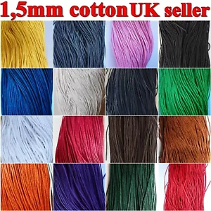 1.5mm Waxed Cotton Cord 6m Jewellery Craft Making Bracelet Necklace String - Picture 1 of 23