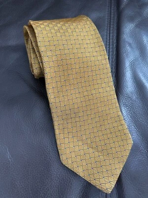 Corbata de hombre dorada y azul de hoy hecha en Italia Foto 1 de 4