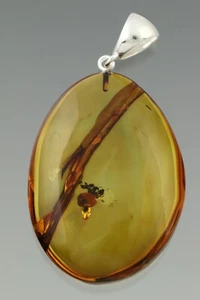 Genuine BALTIC AMBER Silver Large Cognac Color Pendant 11.7g 210304-1 - Picture 1 of 4