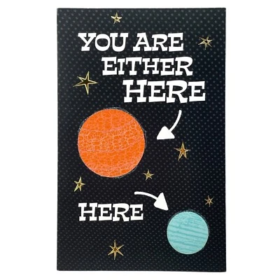 Funny MISS YOU Card FOR SWEETHEART Space Sci-Fi by American Greetings + Envelope - Image 1 of 4