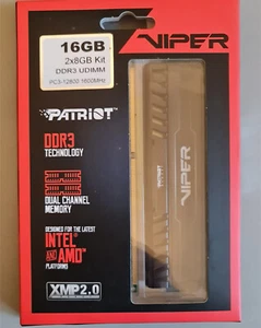Patriot Viper 16GB (2×8GB) DDR3-1600 PC3-12800 PV316G160C0K - Picture 1 of 2