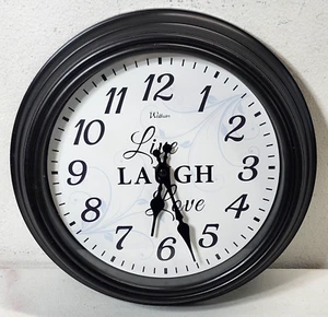Waltham Wall Clock Quartz Black White Face Live Laugh Love Home Decor 12" - Picture 1 of 5