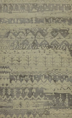 Handmade Beige Geometric Wool Moroccan Style Area Rug 5x8 Ft Contemporary Rug - Image 1 of 4