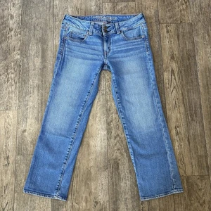 American Eagle ARTIST CROP Womens Size 4 Blue Low Rise Jeans Denim Pants 28x23.5 - Picture 1 of 10