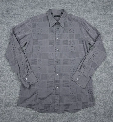 Camisa 7 Diamantes Para Hombre XL Gris Bordada Tejida Manga Larga Paisley Geométrica Foto 1 de 4