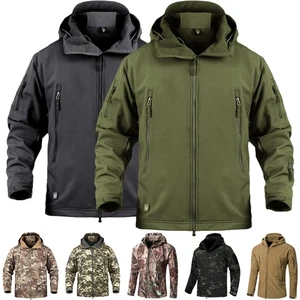 Herren Outdoor Windbreaker Regenjacke mit Futter Softshelljacke Kapuze - Bild 1 von 14