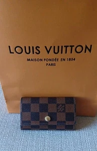 Louis Vuitton Key Case Holder Damier Multicles N60930 Brown 4 Key Rings Canvas - Picture 1 of 10