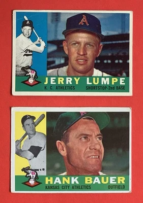 1960 Topps #262 Hank Bauer #290 Jerry Lumpe Kansas City A's - Изображение 1 из 2