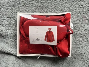 Conjunto de pijama de satén Auden para mujer medio rojo corazón manga larga pantalones cortos máscara de ojos regalo - Imagen 1 de 5