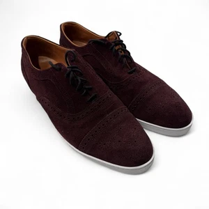 Allen Edmonds Strand Burgundy Suede Leather Oxford Sneakers Shoes Mens 12 D - Picture 1 of 9