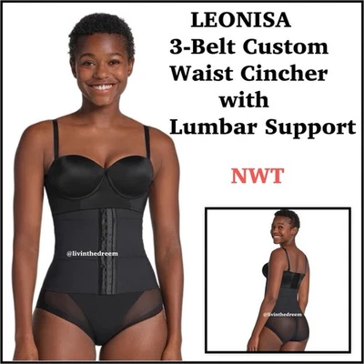Ajustador de cintura personalizado negro LEONISA 3 cinturones con soporte lumbar talla XS/S precio de venta sugerido por el fabricante $50 Foto 1 de 4