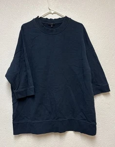 COS Women’s Blue Cotton Pullover Short Sleeve Sweatshirt Pullover Sz M - Picture 1 of 6