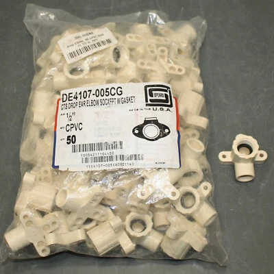 (50) Spears Drop Ear Elbow DE4107-005CG, 1/2" NPT, CPVC, 90°, CTS Socket Hub - Image 1 of 4