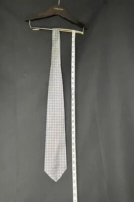 Corbata de seda Enrico Capucci para hombre azul plata formal boda Art Deco hecha a mano Foto 1 de 3
