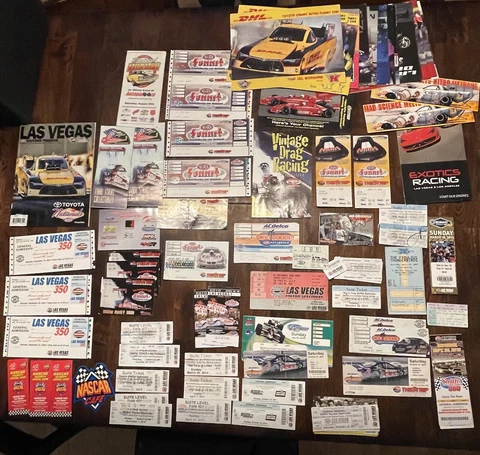 NHRA Car Racing Ticket Stubs  Programs Hero Cards NASCAR- FUNNY CAR - INDY Cover