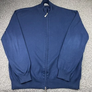 Fedeli Italy Sweater Mens 54 Blue Navy Full Zip Bergdorf Goodman Cotton Jacket - Picture 1 of 20