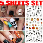 5 Sheets Halloween Nail Sticker 3D Nail Decals Spooky Manicure Nail Decorations