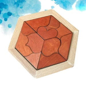 En bois Hexagonal Intelligence Géométrie Building Block Tangram Toys Puzzle - Photo 1/11