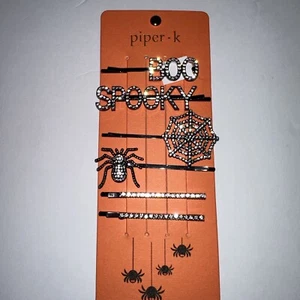 Halloween funkelnde Strass 4 Haarspangen silberfarben gruselig Spinne Piper K neu - Bild 1 von 1