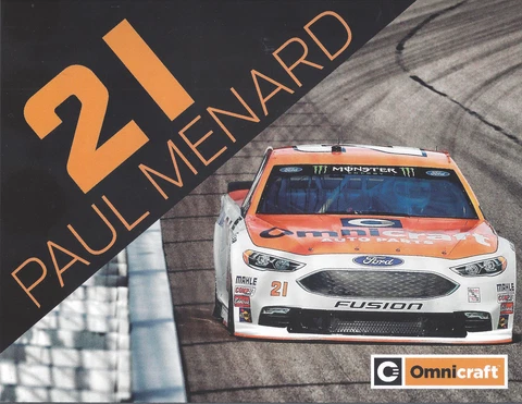 2018 PAUL MENARD "OMNICRAFT WOOD BROS" #21 NASCAR MONSTER ENERGY CUP POSTCARD Cover