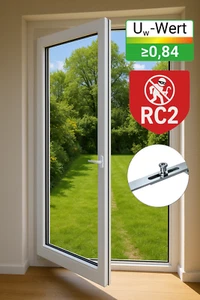 RC2 Terrassentür Balkontür Kunststoff weiß einbruchhemmend Sicherheits Tür - Bild 1 von 21