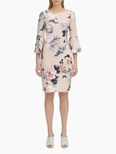 Calvin Klein Bell-Sleeve Floral Sheath Dress Woman 2/6/8/10/12 NWT - Picture 1 of 12