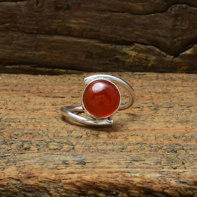 Astounding Rosso Corniola Gemma 925 Argento Sterling Artigianale Anello All Size - Immagine 1 di 4