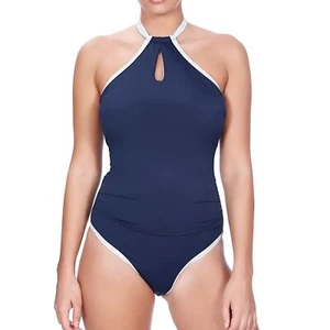 Freya Swimwear In The Navy High Neck Swimsuit/Swimming Costume Marine Blue 3860 - Picture 1 of 3