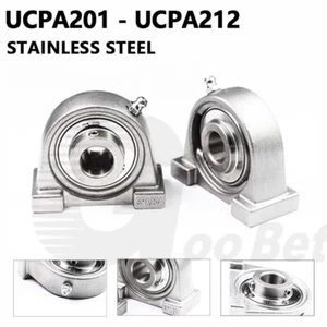 UCPA 201-212 Metric Self Lube Pillow Block Bearing Stainless Steel 12-60mm Shaft - Picture 1 of 15