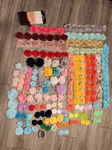 150+ Pieces Fabric Chiffon Flowers For Headbands, Hair Accessories, or Crafting - Picture 1 of 14