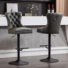Cimoo Leather Bar Stools Set Of 2 Kitchen Counter Stool Chair 2 Pcs, Grey