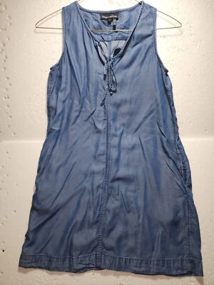 Blusa DKNY Jeans Mujer Pequeña Azul Denim Cuello en V Sin Mangas Tanque Encaje Frontal Foto 1 de 4