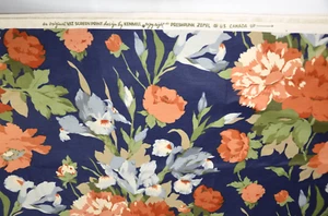 Floral Kenmill Fabric Screenprint Lot Cotton Upholstery Decorators 3 Yds Poppies - Picture 1 of 3
