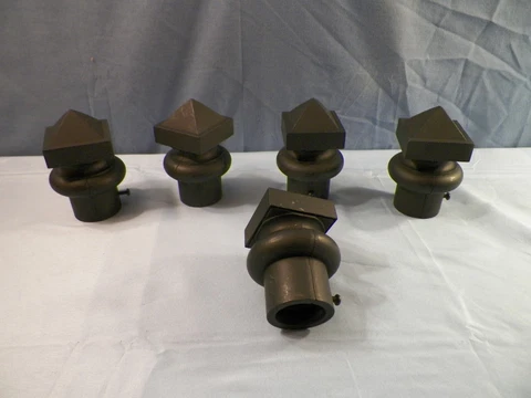 Lot of 5 Round Metal Fence Black Toppers Pointed Finials 4 1/4" Long Cover