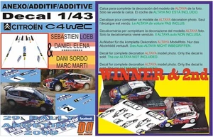 ANEXO DECAL 1/43 CITROEN C4 WRC LOEB & SORDO R.ARGENTINA 2009 WINNER & 2nd (01) - Picture 1 of 1