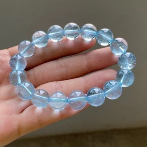 12 mm Natürlicher Blautopas Quarz Kristall Perlen Armband AAAA - Bild 1 von 6