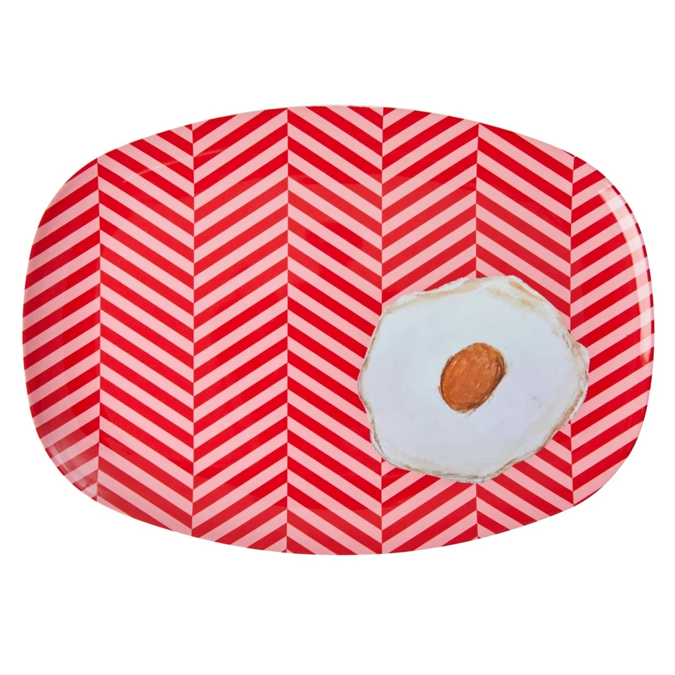 RICE: Rechteckiger Teller aus Melamin, Fried Egg-Print, 30 cm, MELPL-PARB - Bild 1 von 1