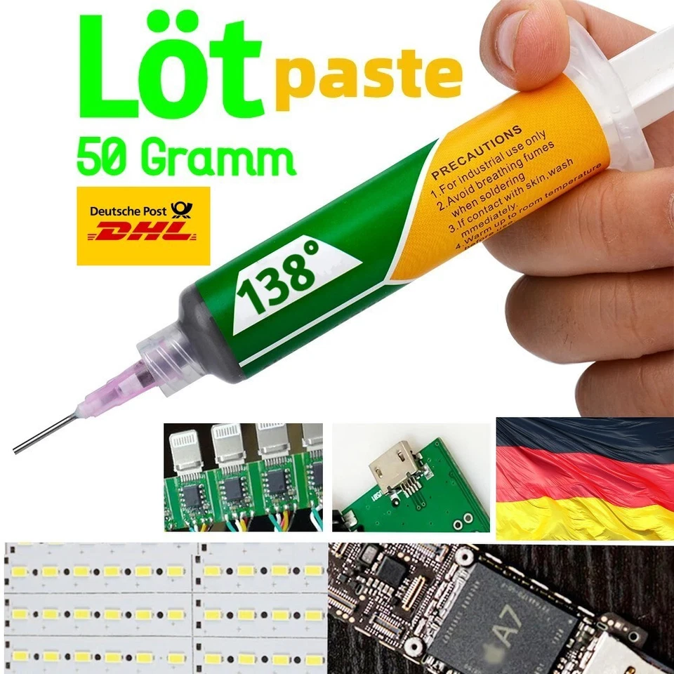 KEK 20-50 Gramm Lötzinn Lötpaste Spritze SMD BGA Löten bleifrei No-Clean Solder 138