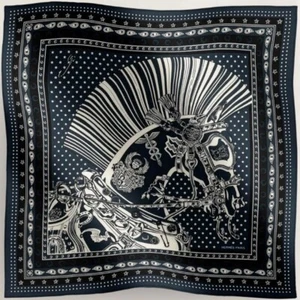 Hermes Scarf Carre 65 Cheval Punk Bandana Cashmere Silk Navy W/Tags Box Unused. - Picture 1 of 3
