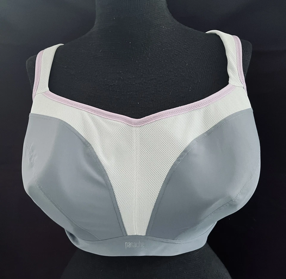 Sujetador deportivo acolchado con aros gris panache y lavanda, estilo 5201 - talla 40GG Foto 1 de 4