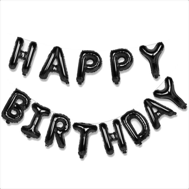 Black Happy Birthday Balloons - Aluminum Foil Banner Balloon for Birth –  Supreme Black Fox