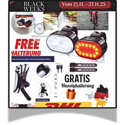 2X Fahrrad Licht ,Set LED Beleuchtung AKKU Scheinwerfer Rücklicht USB DE - Bild 1 von 4