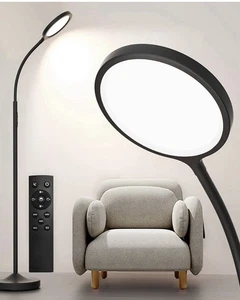 LED Stehlampe superhell dimmbar Fernbedienung Schwanenhals Leselampe schwarz - Bild 1 von 4